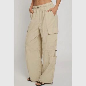 Tan Nylon Cargo Pants